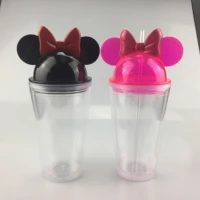 brand new 450ml double minnie tumbler drink cup with straw and lid juice bottle coffee milk gift cup