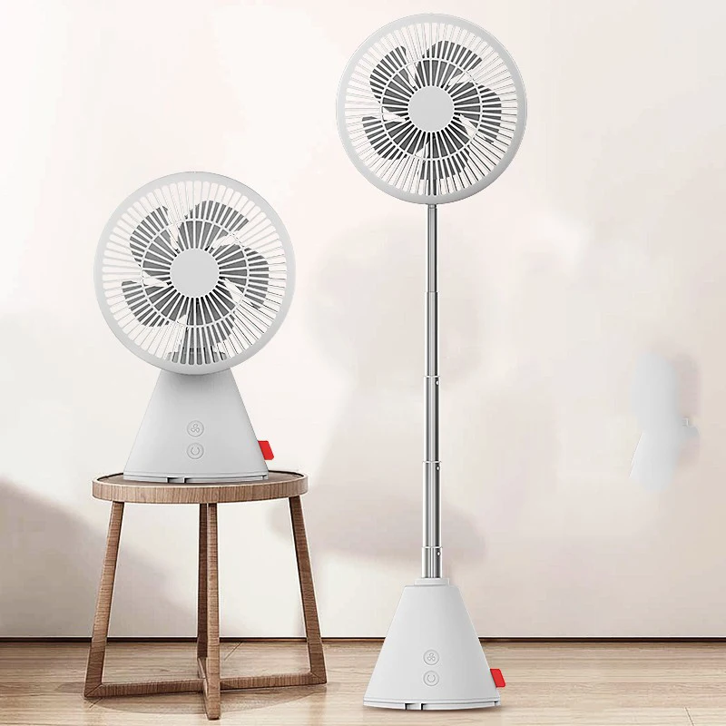 

Telescopic Shaking Fan Stand Pedestal Fan Deaktop Cooling Fan 3 Gear Wind Speed 4000mAh Battery Life Low Noise for Home Office
