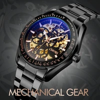 luxury automatic mechanical watches men wristwatches hollow stainless steel skmei luminous skeleton waterproof relogio masculino