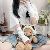 arm warmers summer long sleeve cute fingerless gloves women white black cosplay accessories anime arm gloves for women t409