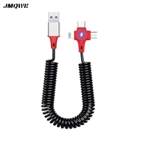 jmqwe 5a 3 in 1 spring type c fast charging cable micro usb wire for iphone xiaomi huawei samsung quick charge charger cable