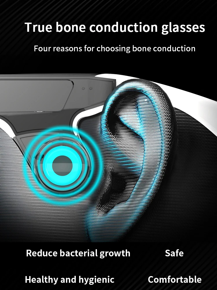 저렴한 스마트 오디오 안경 무선 블루투스 헤드폰 골전도 이어폰, HD 마이크 음악 안경 야외 사이클링 선글라스