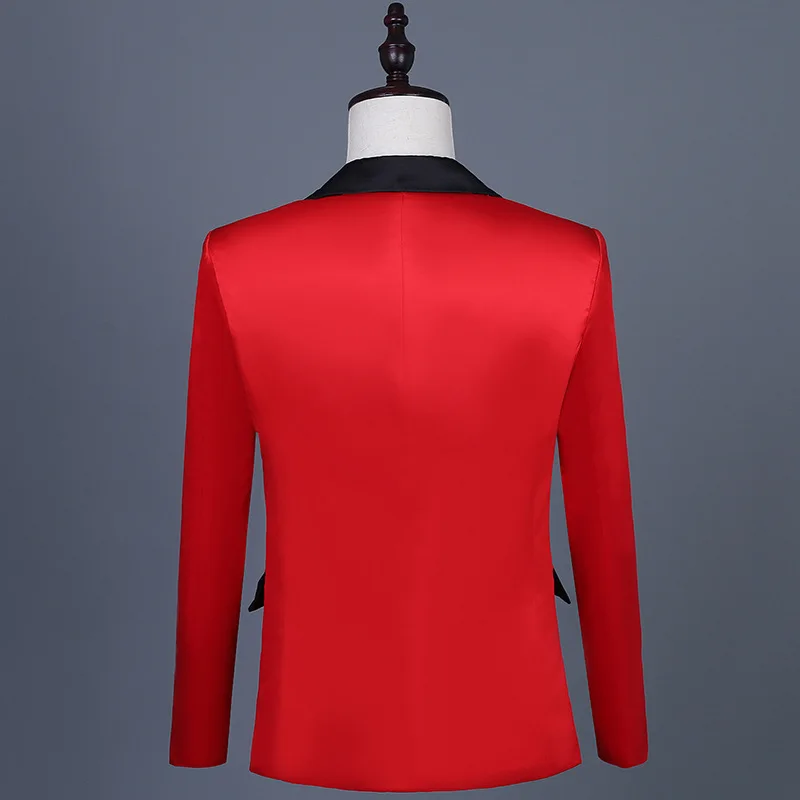 

Classical Red Slim Fit Male Banquet Talicoat Single-breasted Men's Wedding Party Suit Coats Man Presenter Stage Blazer Jacket