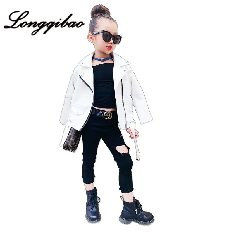 

2019 new children's spring and autumn coat girls leather neutral autumn Korean men's short motorcycle leather jacket tide