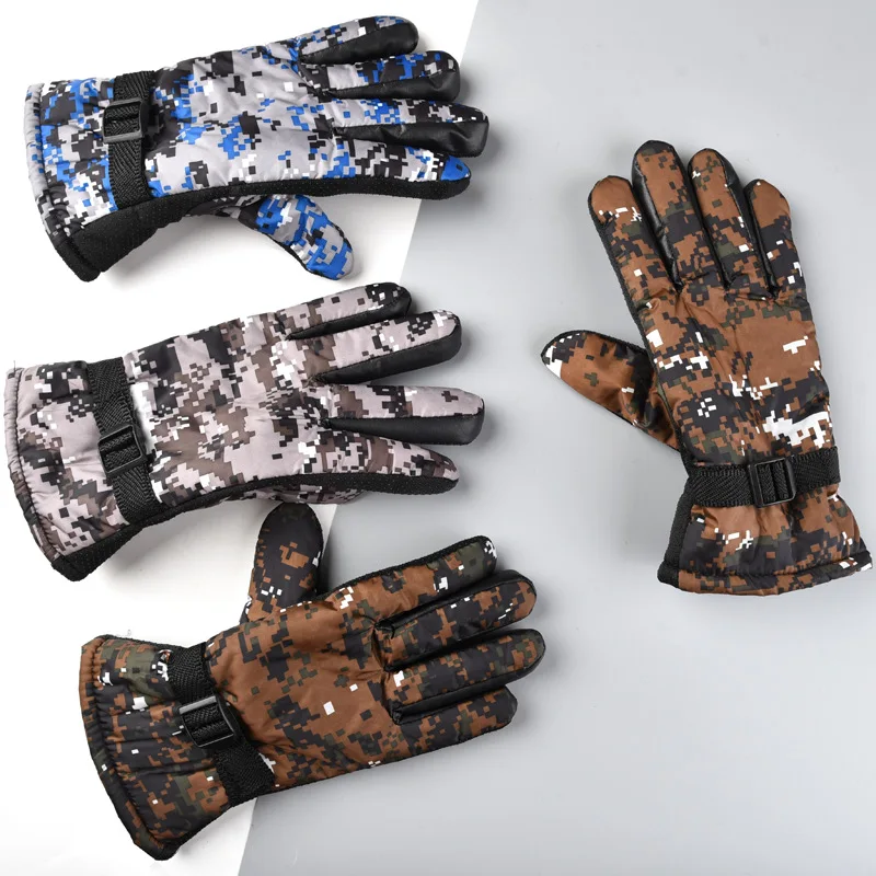 

Fleece-Lined Warm Camouflage Gloves Outdoor Cycling and Driving Motorcycle Cold-Proof Men Winter Cotton Gloves
