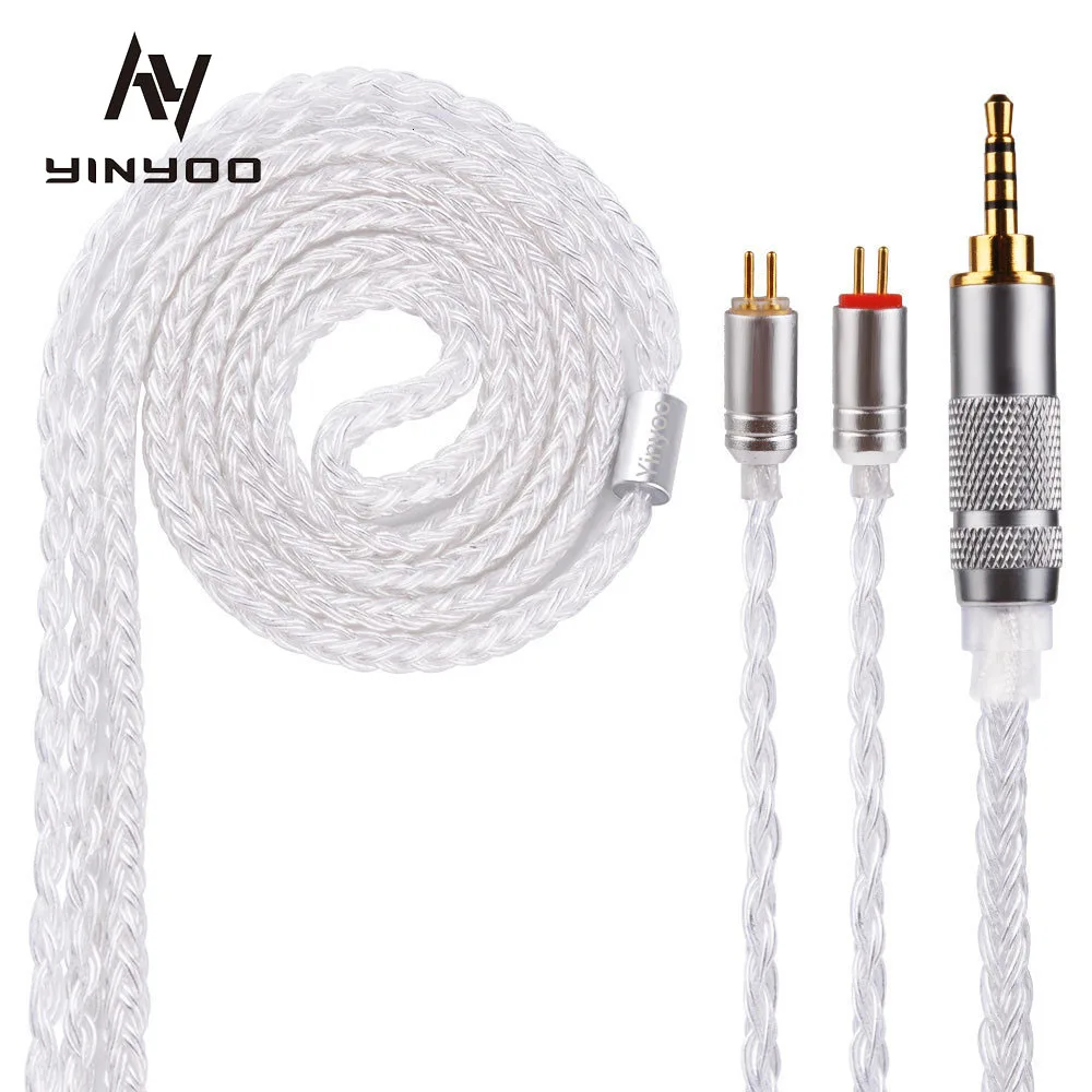 Yinyoo 16 çekirdekli gümüş kaplama kablo 2.5/3.5/4.4mm yükseltme kablosu ile MMCX/2PIN/QDC için BLON BL-01 BL-03 KZ ZAX ASX EDX TRN V90S