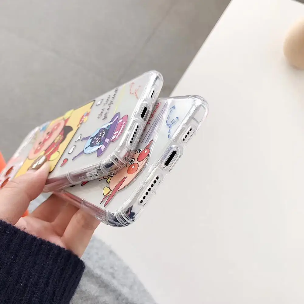 

Japan Cute Cartoon Anpanman Bacterial boy Transparent soft silicone Phone Case For iPhone 8 7 Plus X XR XS 11pro Max Cover coque