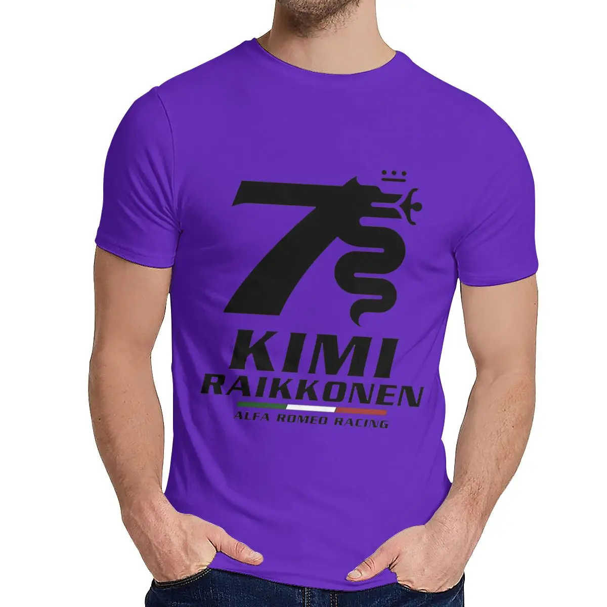 Футболка с круглым вырезом Kimi Raikkonen Alfa Romeo Racing Новая удобная мужская футболка S-6XL - Color: Purple