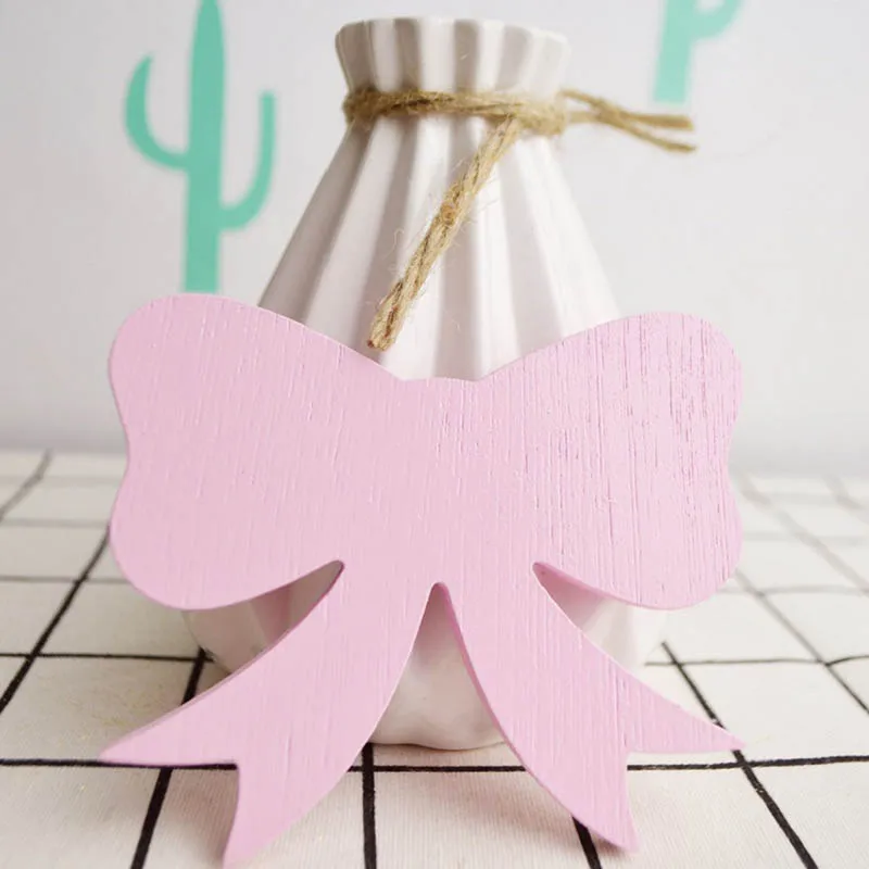 K 1 PC pink bow Ins деревянная детская комната одежда крючок Настенная Наклейка Фламинго Лебедь Единорог крест Кролик Летучая мышь кролик вешалка с бантом крюк украшение дома - Цвет: K 1 PC pink bow