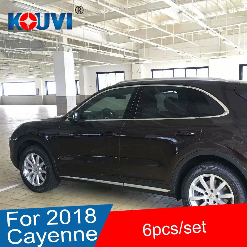 

Car styling ABS chrome Side Door Body Cover trim sticks Strips Molding 4pcs for Porsche Cayenne 2018 2019 2020