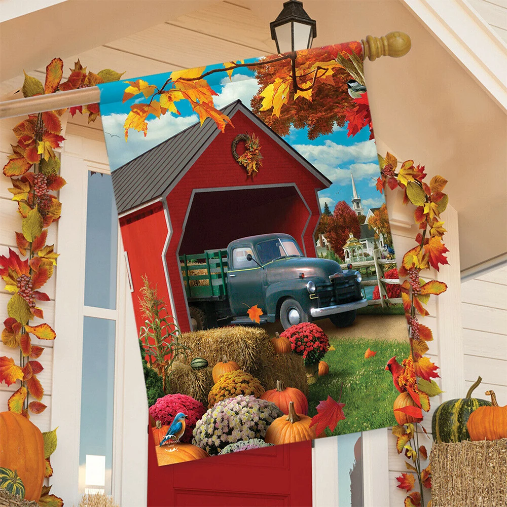 

28" x 40" Autumn harvest Fallen leaves Truck Banner Flag Happy Fall Decoration Banner Holiday Decoration