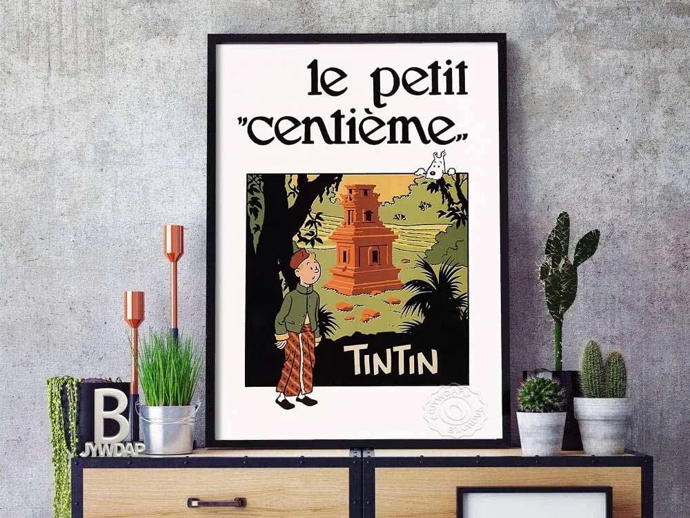 

Tintin Poster, Tintin Herg Art Exhibition Poster, Tintin Cartoon print, Herge Cartoonist poster, Vintage Tintin Cartoon