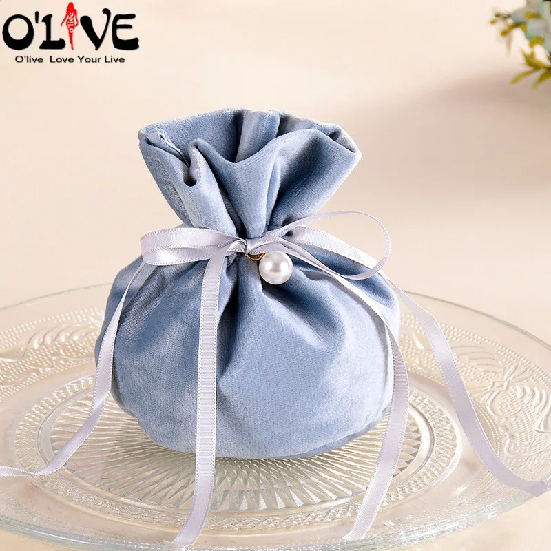 Blue 10 шт. свадебный подарочный мешок саше из органзы вечерние сумки на шнурке конфетный мешочек Упаковка детский душ день рождения Dragees Bonbonniere - Цвет: Blue