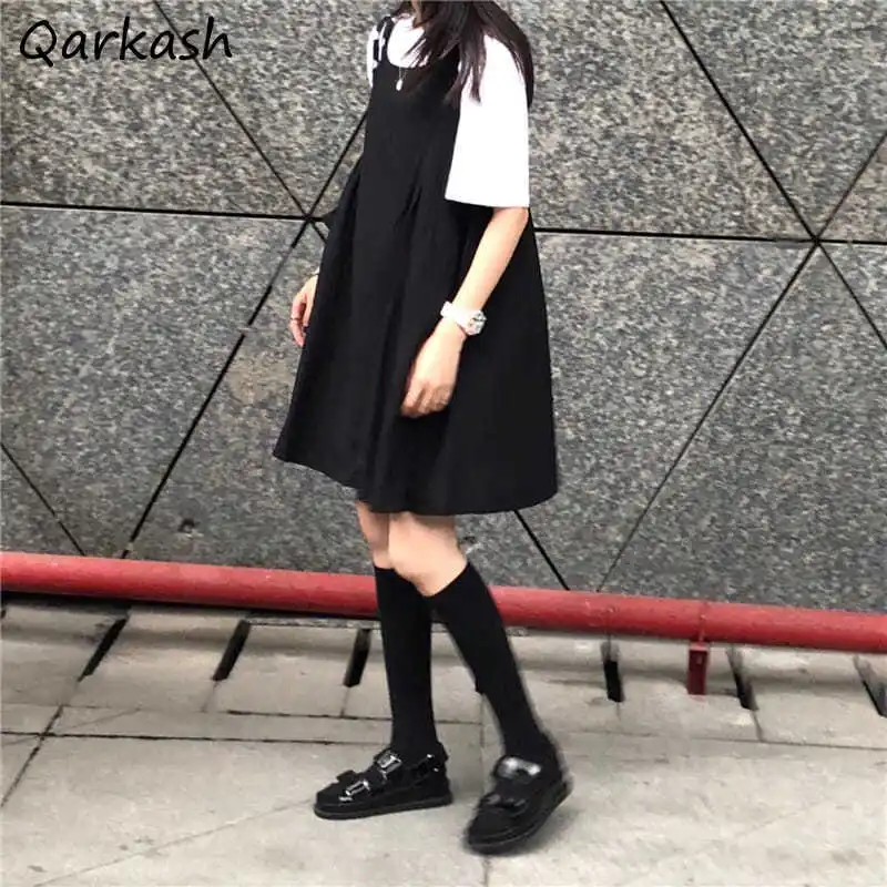 

Женское платье до колен в японском стиле в стиле преппи однотонное на тонких бретельках кавайная Дамская универсальная Праздничная Повсед...