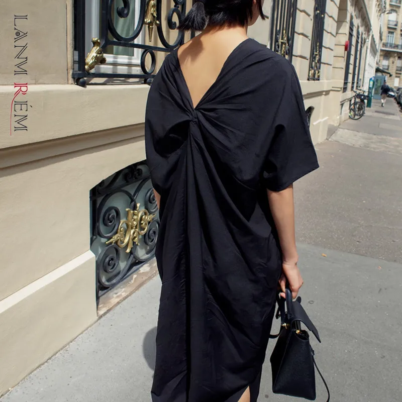 LANMREM свободная Передняя и задняя одежда 2020 новые летние сексуальные платья