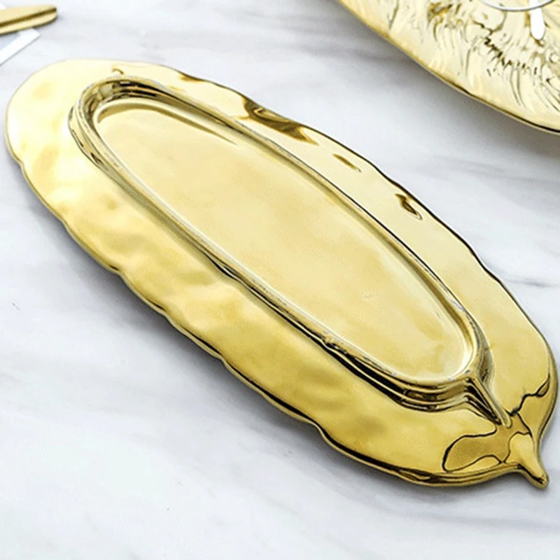 Тарелка для хранения в форме золотого листа керамическая тарелка закуски