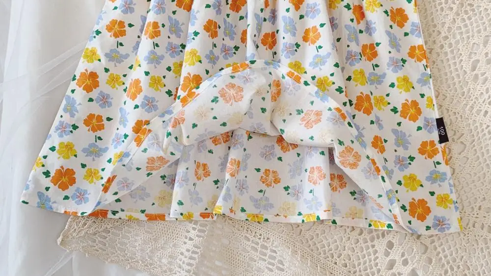 

Sweet Kids Girls Summer Candy Floral Print Ruffles Fashion Dress Ruffle Neckline Western Cute Children Dresses