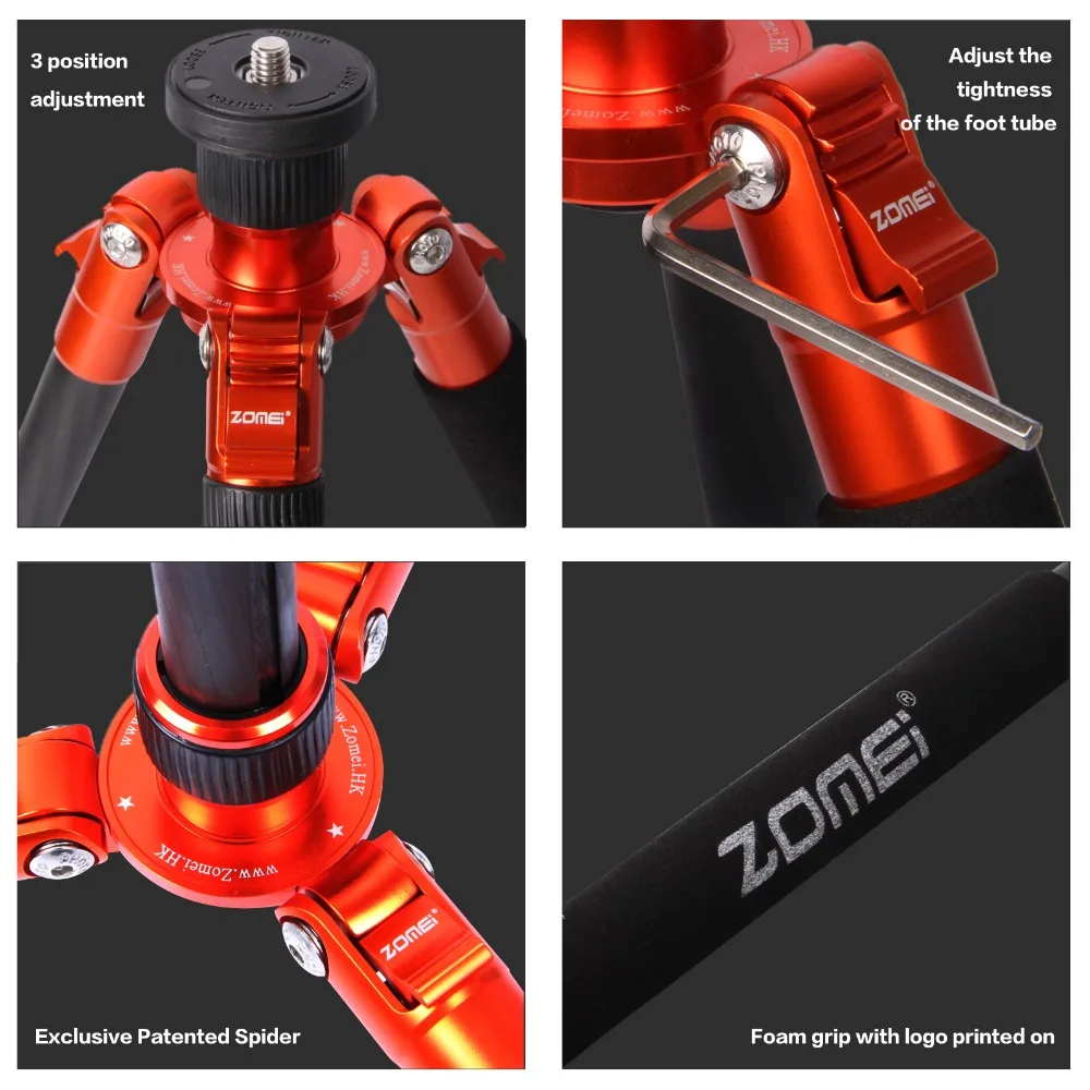 ZOMEI Z888C Профессиональный Портативный волоконный сплав компактный DSLR камера
