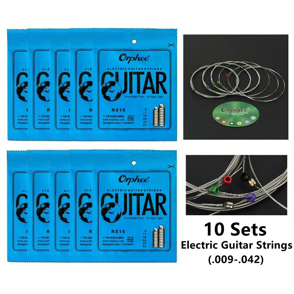 

10Sets Orphee RX15 Electric Guitar Strings Super Light Nickel Alloy 09-42 Gauges Extra Light RX15 Guitar Strings Accessories
