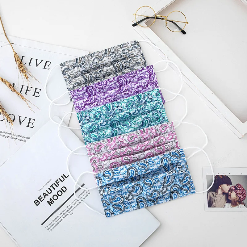 

Мужская и женская маска для рта с цветочным принтом Пейсли Пылезащитная хлопковая Защитная многоразовая дышащая маска для рта