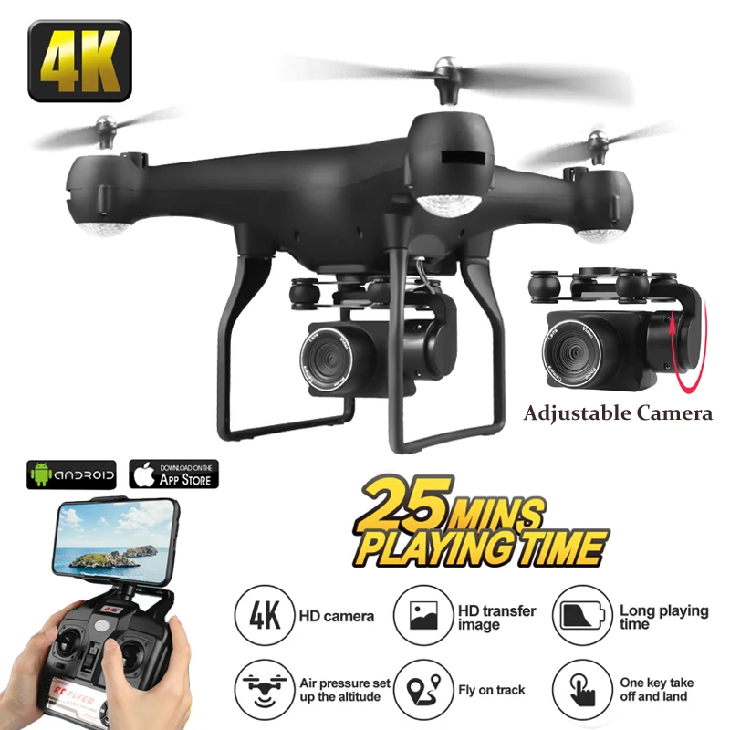 4K Дрон Квадрокоптер Fpv Дроны с камерой Регулируемый HD Wifi видео в реальном времени