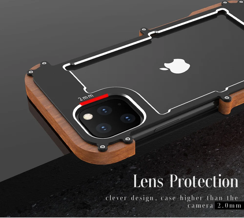 Металлическая алюминиевая древесина чехол для iPhone 11 iPhone 11 Pro Max чехол для iPhone 11 Pro максимальный Чехол ударопрочный чехол для телефона роскошный