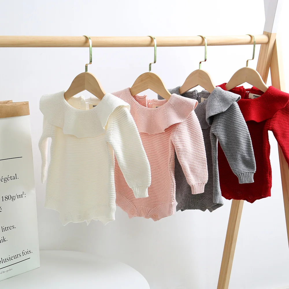 Весенне-осенние вязаные комбинезоны для новорожденных девочек и мальчиков с