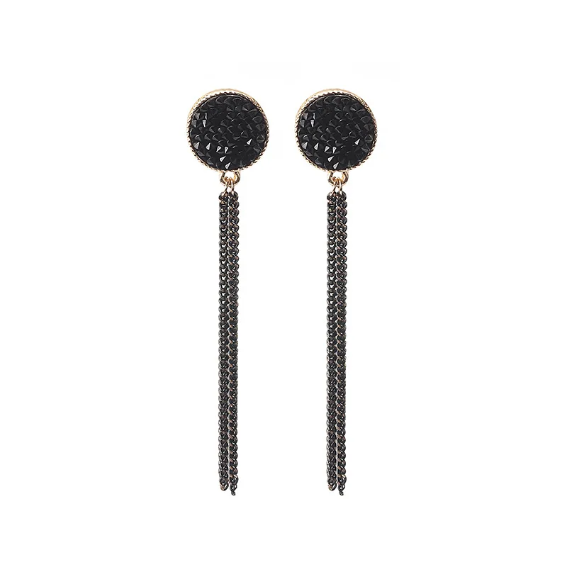 Длинные висячие серьги с цепочкой и кисточками золотой цветной Maxi Висячие