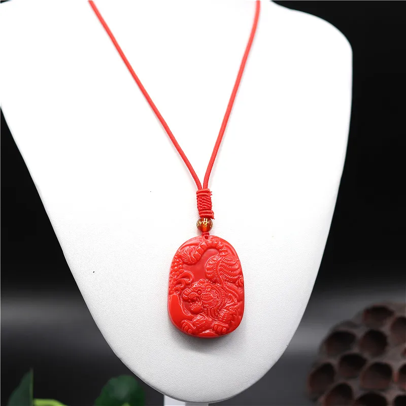 Натуральный красный коралловый Нефритовый камень ожерелье C подвеской в виде