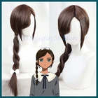 Чудо-яйцо, парик для косплея Aonuma Neiru, коричневые длинные плетеные волосы, белый бант, термостойкие длинные косы, для девочек, аниме, ролевые игры