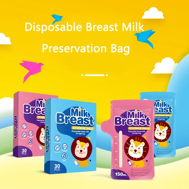 

Cartoon 150ml Kids Storage Bag Breast Milk Bag Disposabl Baby Food Pouch Infant Double Zipper Feeding Bags