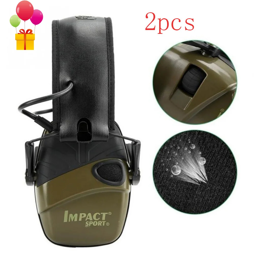 

2PCS Green Electronic Shooting Earmuff Outdoor Sports Anti-noise Headset Impact Sound Amplification Protective Headset New