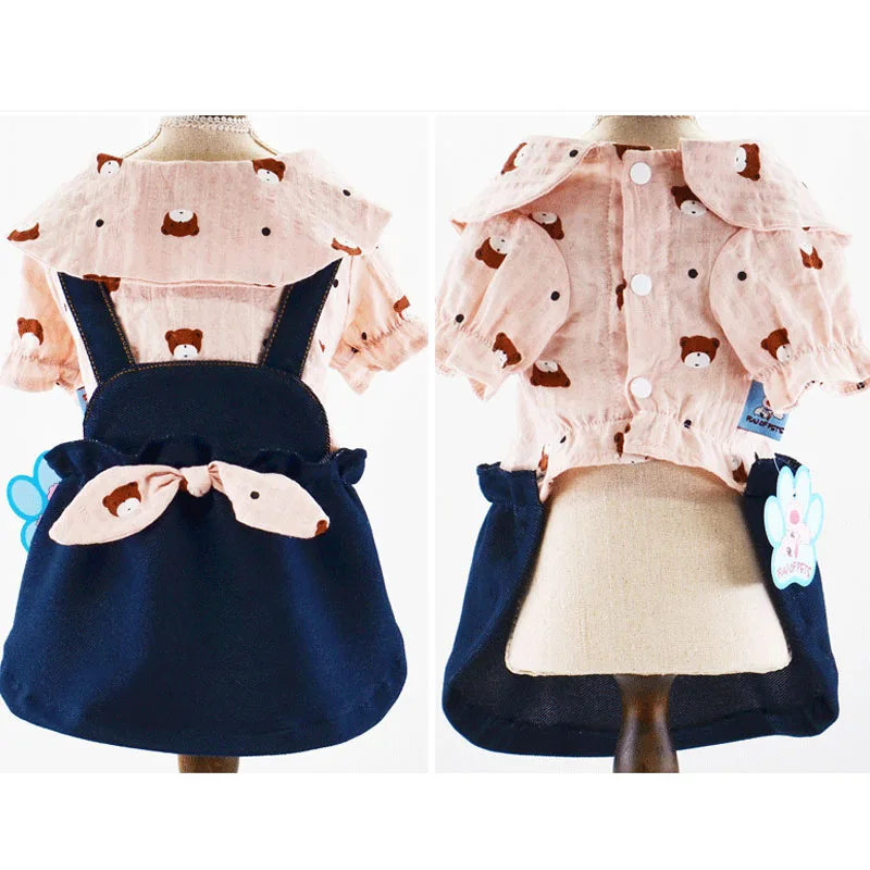 Одежда для домашних животных с милым медведем платья собак летняя рубашка