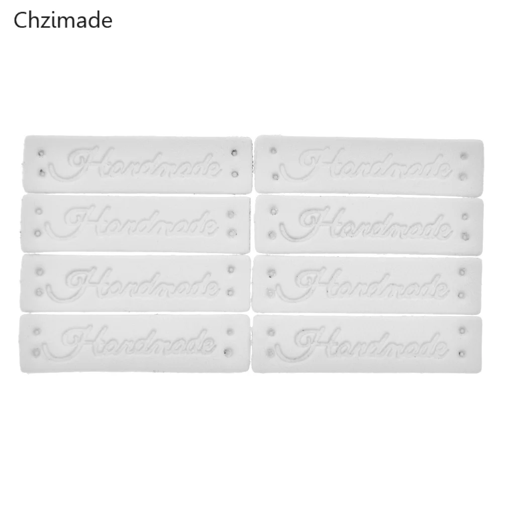 8pcs White 8/24/48 шт ручной работы одежды этикетки для одежды из искусственной кожи с принтом букв этикетки Швейное Ремесло «сделай сам» - Цвет: 8pcs White