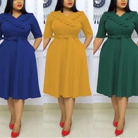 elegant office dress for wome clothing 2022 new solid v neck high waisted a line fashion formal business work wear dress midi ol