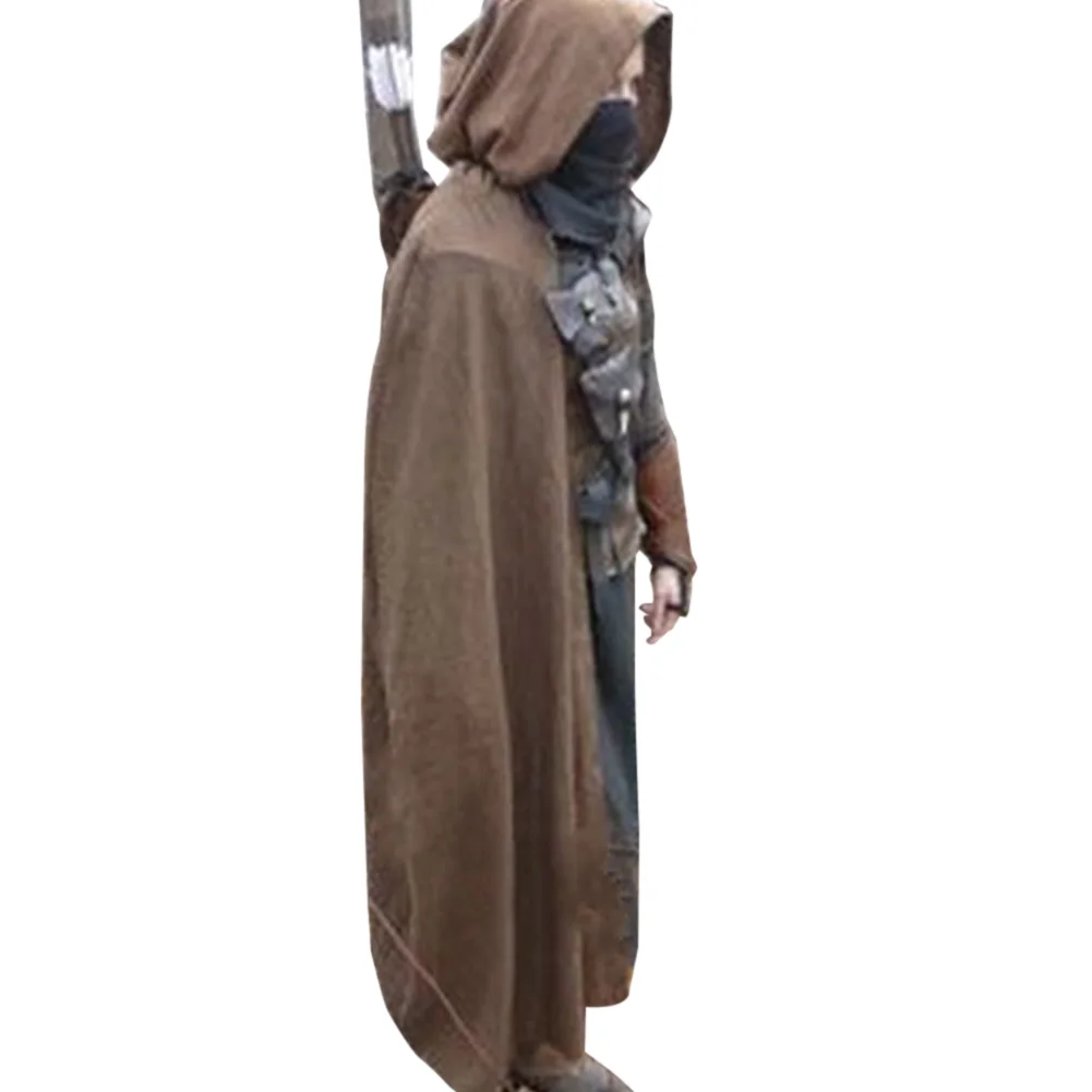 Плащ для взрослых в средневековом стиле льняная Длинная накидка с капюшоном