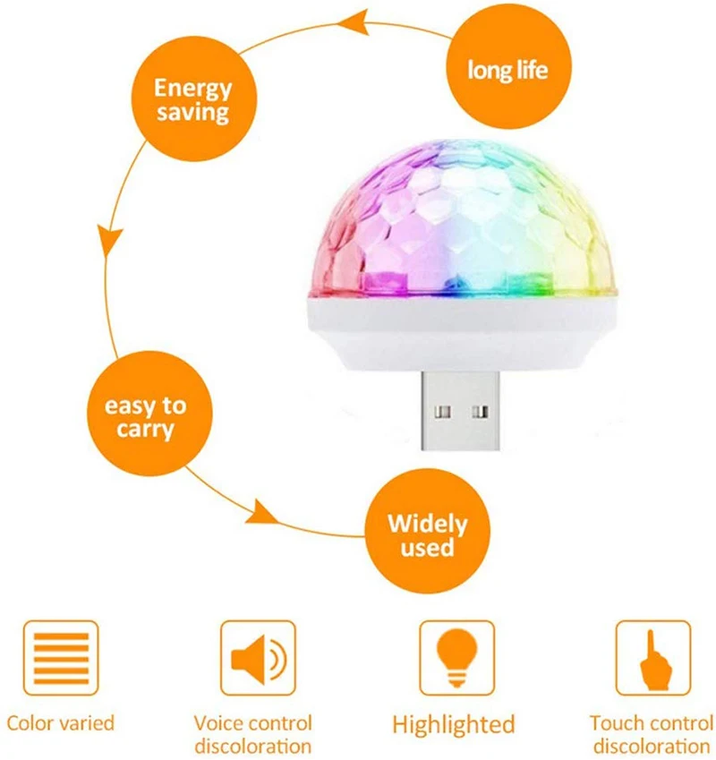 Миниатюрный USB цветной атмосферный свет Автомобильный USB-светильник для вечерние