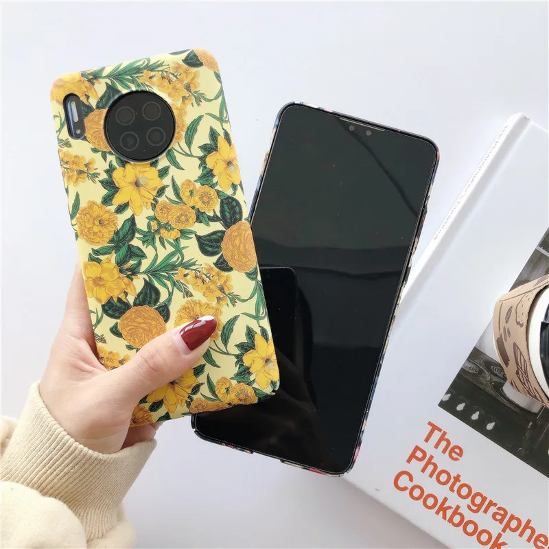 Retro Pattern Floral Flower Phone Case For Huawei Mate 30 20 Pro Lite Funda P30 P20 Hard PC Back Cover |