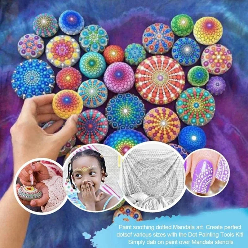 

Mandala Dotting Tools Set for Painting Rocks,Painting Rocks Dot Kit,Acrylic Stick,Point Drill Tool,Stencil DIY Wall Art