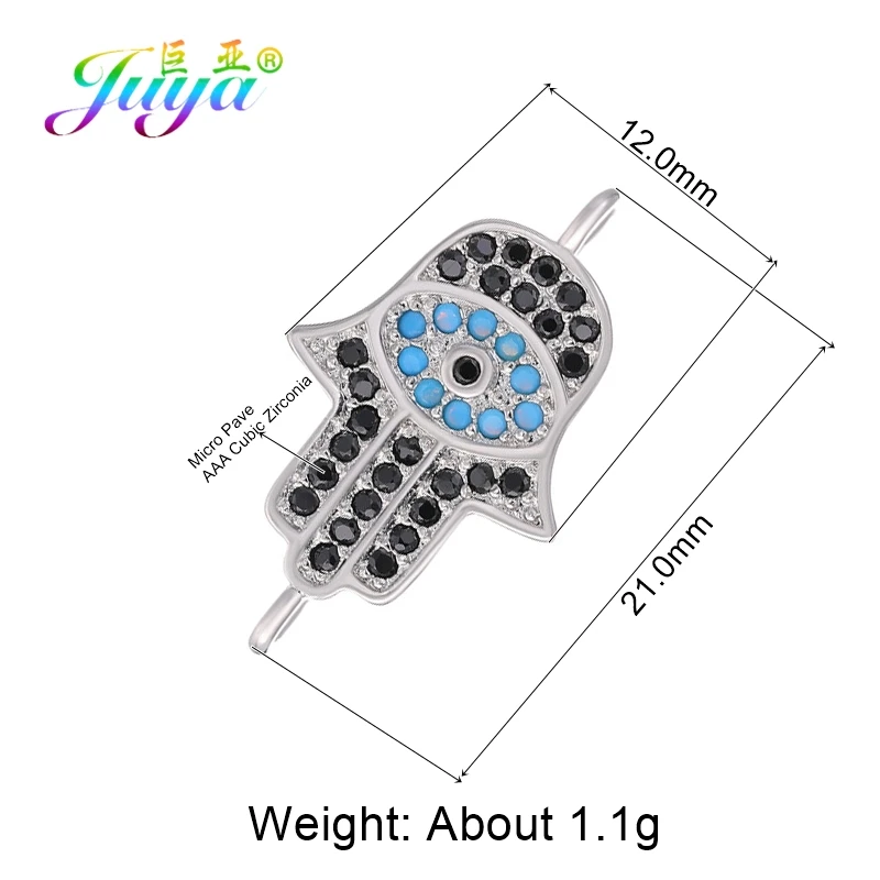 White Gold Juya DIY аксессуары для ювелирных изделий, принадлежности для рук Хамса, сглаза, очаровательные соединители для женщин и мужчин, классический турецкий материал для изготовления ювелирных изделий - Цвет: White Gold