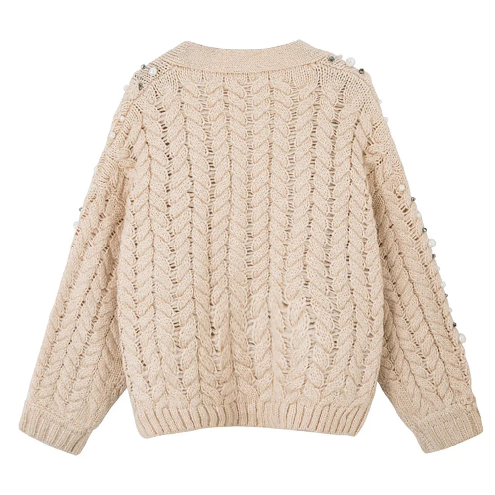 Дизайнерский кардиган с бисером женский свитер сезон зима-осень 2020 модные