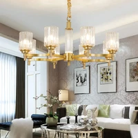 light luxury modern simple crystal chandelier e14 lamp copperglass living room dining room multi head household lighting lamps