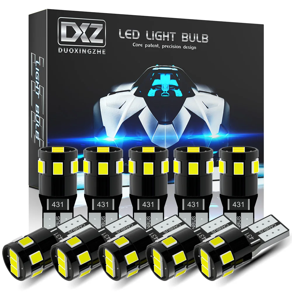 

DXZ 10PCS Canbus W5W T10 LED Bulbs 9SMD 12V WY5W 194 Car Clearance Interior Map Dome Parking Light Auto License Plate Lamp 6500K