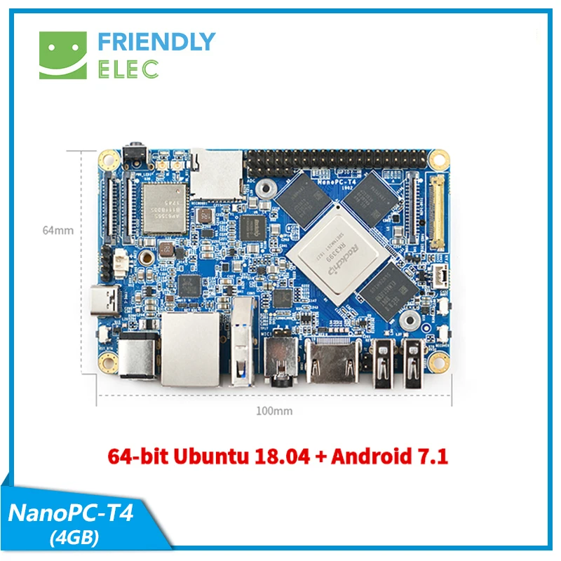 NanoPC T4 Rockchip RK3399Cortex A72 Cortex A53 VR AI OpenCV TensorFlow MIPI двухдиапазонный wifi M.2PC EC20 4G 16GB EMMC