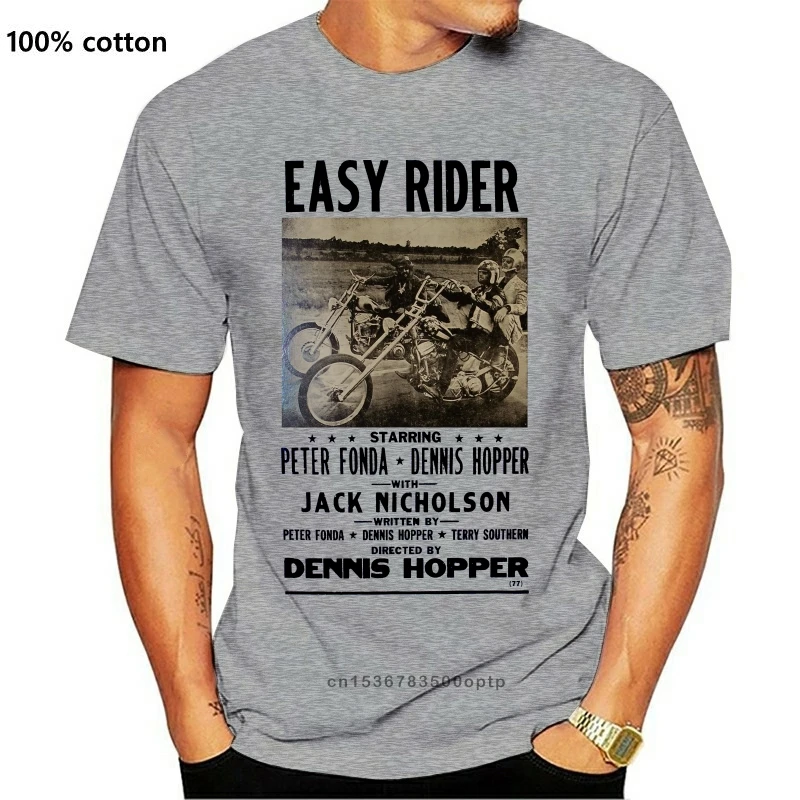 

New Easy Rider T-Shirt biker 60s 70s retro movie fil poster Tee Shirt Fitness Slim Male Casual Fashion