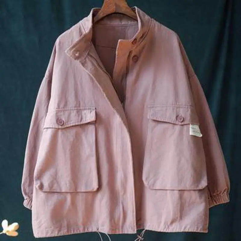 Новинка 2019 осенняя Повседневная Женская ветровка на молнии с большими карманами