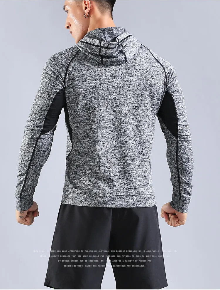 

New Winter Autumn Men Running Jackets Fitness Gym Sports Coat Hooded Tight Hoodie Gym Soccer Training Run Jogging zipper Jackets
