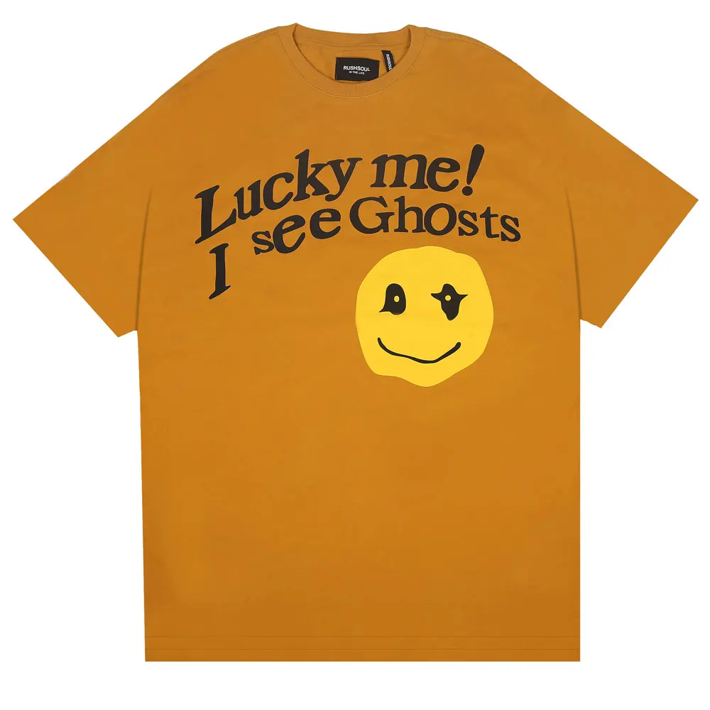 Мужская футболка в стиле хип-хоп Lindsey Seader с принтом Lucky Me I See Ghost уличная короткими
