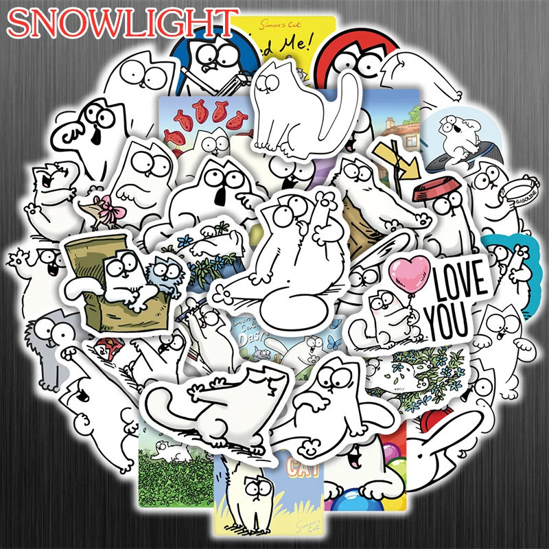 

10/60 шт./компл. Мультяшные забавные аниме стикеры в виде кота Симона для ноутбука, скейтборда, шлема, багажа, искусственного шлема, гитары, дет...