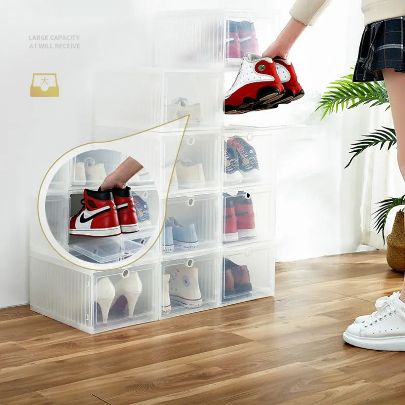 Штабелируемая коробка для хранения обуви прочный пластиковый шкаф кроссовок